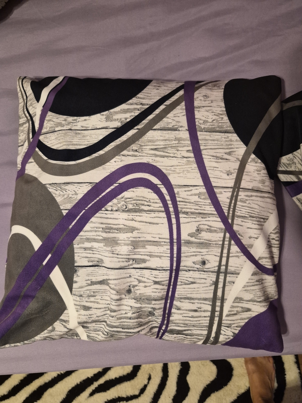 Decorative Pillow Cover in Purple and Gray - Modern Swirl Design